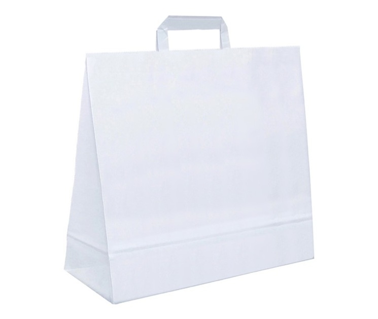 Papiertasche Paul flache Henkel weiß oder natur 54 x 14 x 44cm