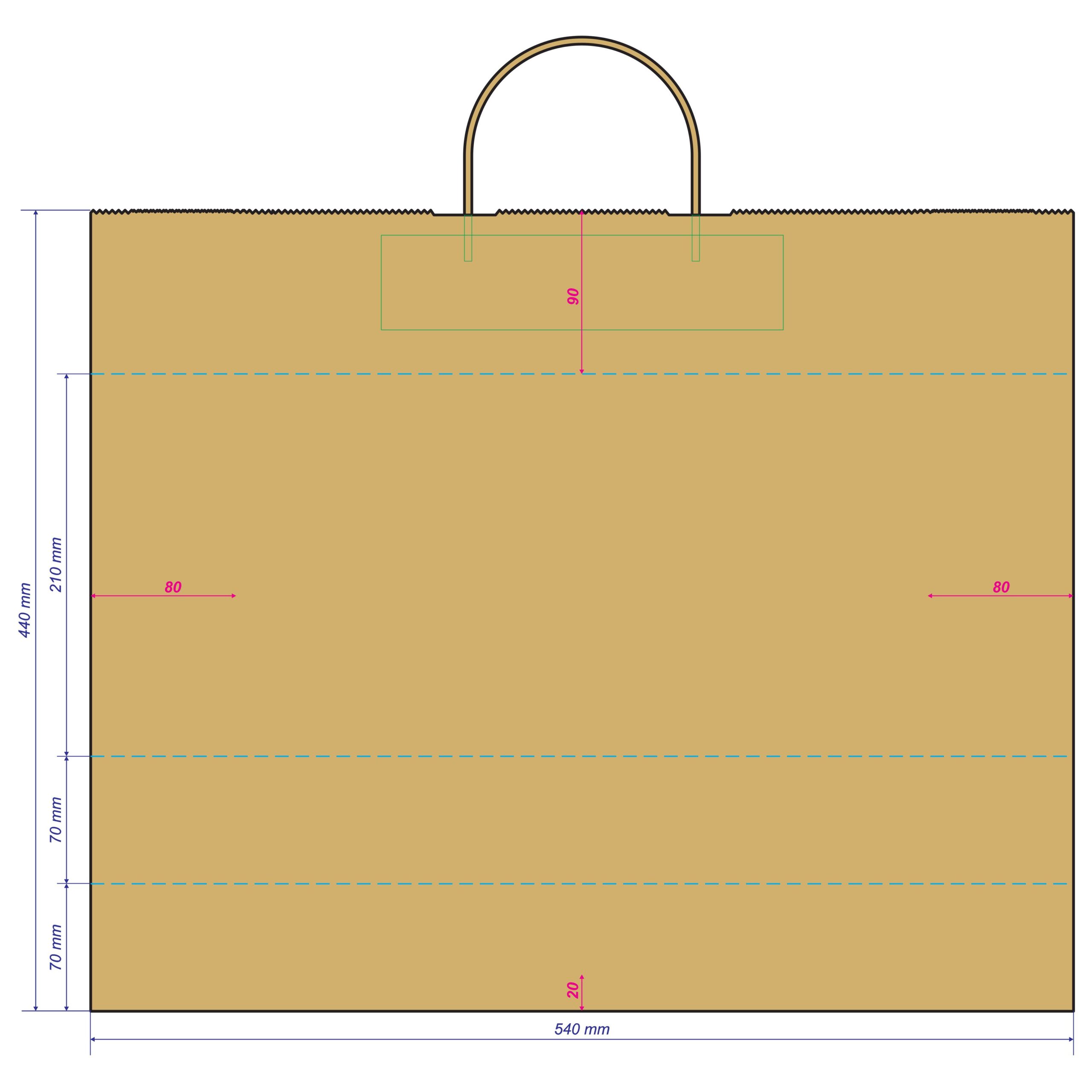 Papiertasche Ben flache Henkel 54 x 14 x 44 cm groß in der Farbe weiß