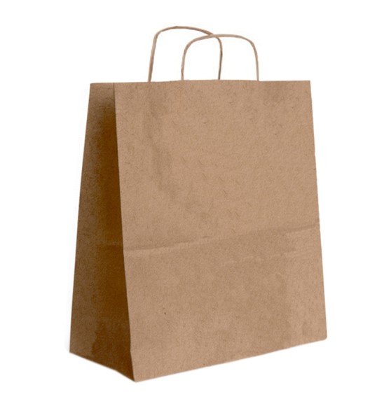 Papiertasche Leon gedrehte Henkel weiß oder natur 32 x 17 x 39cm