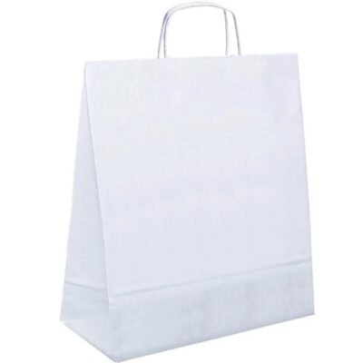 Papiertasche Leon gedrehte Henkel weiß oder natur 32 x 17 x 39cm