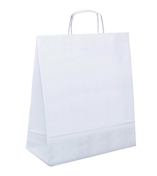 Papiertasche Leon gedrehte Henkel weiß oder natur 32 x 17 x 39cm