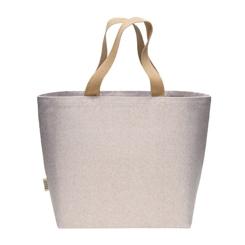 Tragetasche Levanto recycelter Canvas-Baumwollstoff meliert mit gewebten Baumwollhenkeln Farbe natur Frontansicht