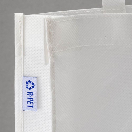 RPET nonwoven Shopper Mende weiß Boden und Seitenfalte mit Aussenlabel