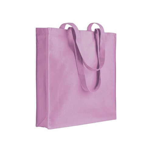 Einkaufstasche Ardea Baumwolle in Rosa – 220 g/m² OEKO-TEX Baumwolle, 38x42x8 cm, Boden- und Seitenfalte, lange Henkel 70 cm, bedruckbar