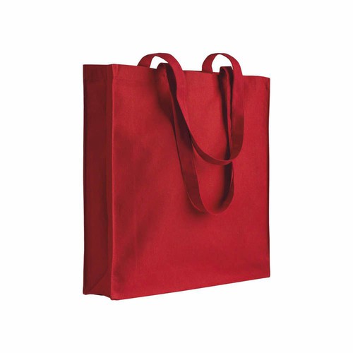 Einkaufstasche Roma Baumwolle in Natur – 180 g/m² OEKO-TEX Baumwolle, 38x42x8 cm, Boden- und Seitenfalte, lange Henkel 70 cm, bedrucken