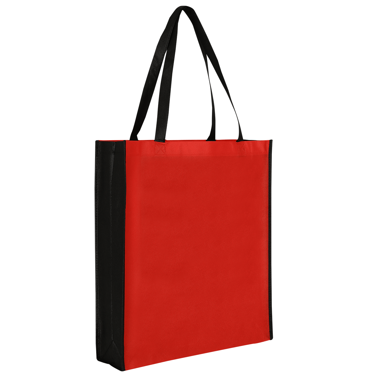 PP-Vliestasche My Shopper in schwarz-rot– 80 g/m² PP-Vlies, 38x42x10 cm, Boden- und Seitenfalte, lange Henkel 57 cm, bedruckbar