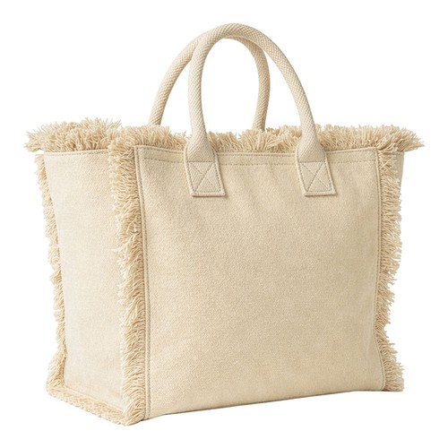 Canvastasche Scalea Strandtasche in Natur – 450 g/m² Baumwoll-Canvas, 41x37x20 cm, Reißverschluss, Innentasche, kurze Henkel 50 cm, bedrucken
