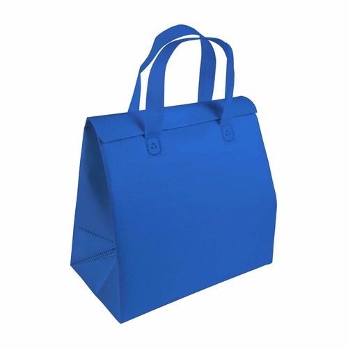 Kühltasche Mouy Isoliertasche für Pizza bedrucken – Frontansicht in Blau