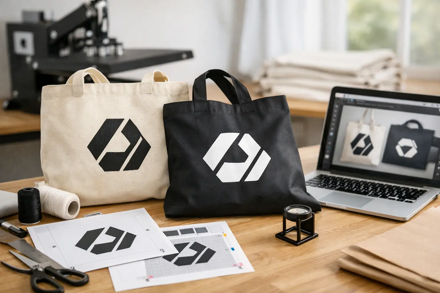 Logo für Taschen vorbereiten für sauberen Druck