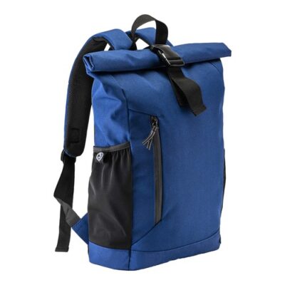 Roll-Top Rucksack Positano rPET Oceancycle zertifiziert bedrucken – Frontansicht in Blau