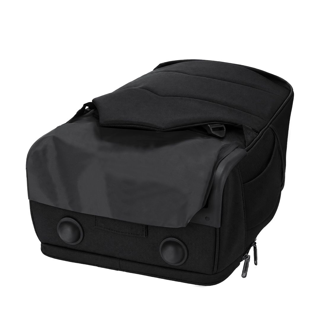 Business Trolley Rucksack Mirel bedrucken – Detailansicht Teleskopgriff in Schwarz