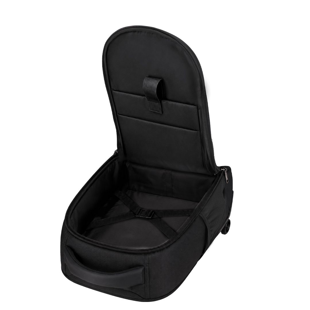 Business Trolley Rucksack Mirel bedrucken – Detailansicht leerer Innenraum in Schwarz