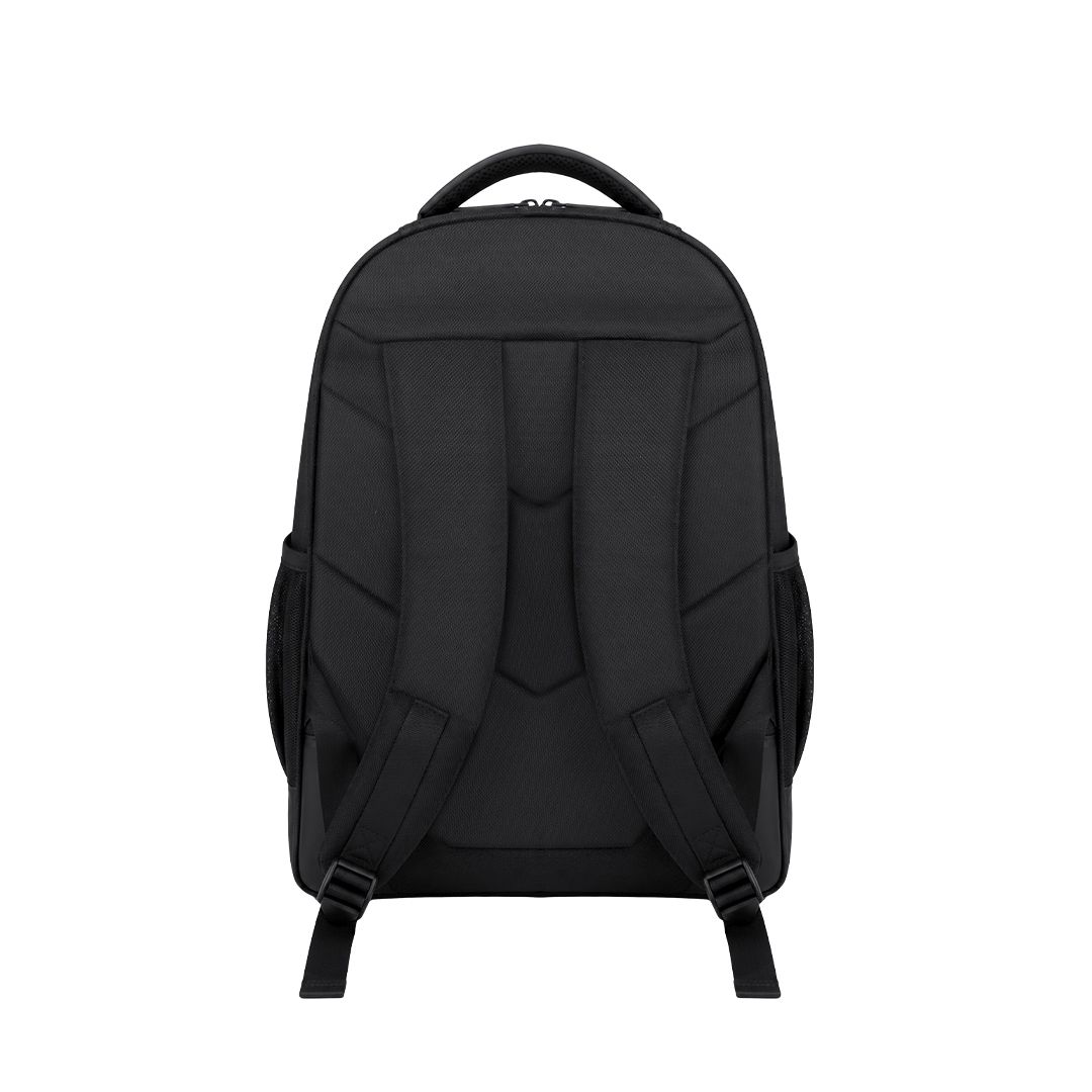 Business Trolley Rucksack Mirel bedrucken – Detailansicht verstaubare Schultergurte in Schwarz