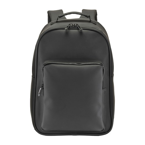 Eleganter Rucksack Classic PU bedrucken – Detailansicht Fronttasche in Schwarz