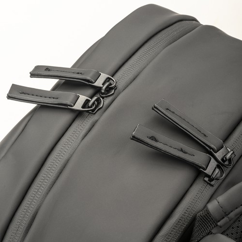 Laptoprucksack SEO PU wasserdicht bedrucken – Detailansicht Reißverschluss in Schwarz