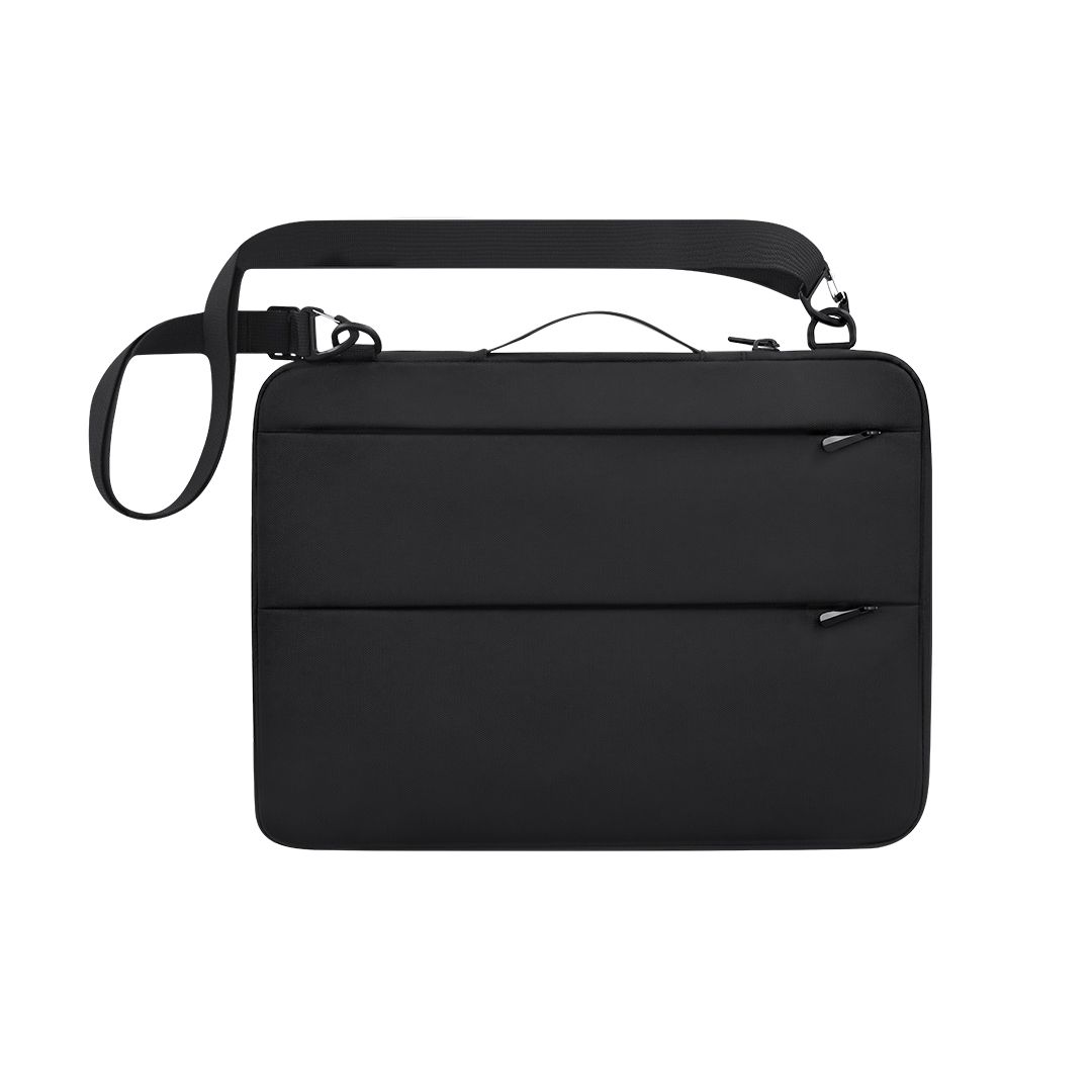 Laptoptasche Elara Oxford Gewebe bedrucken – Frontansicht in Schwarz