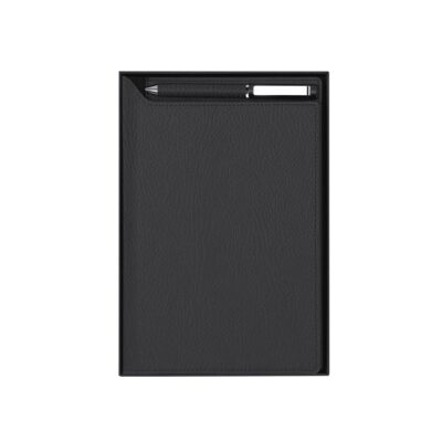 Notizblock Dorel bedrucken – Frontansicht des schwarzen PU-Hardcovers