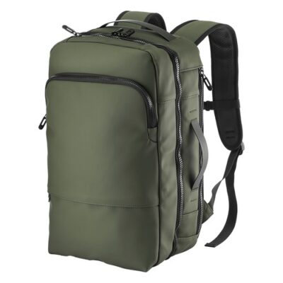 Reiserucksack Journey PU wasserbeständig bedrucken – Frontansicht in Military Green