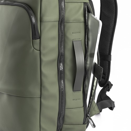 Reiserucksack Journey PU wasserbeständig bedrucken – Detailansicht Tragegriff in Military Green