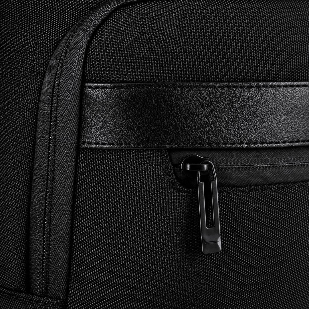 Rucksack Auren Oxford Gewebe bedrucken – Detailansicht in Schwarz