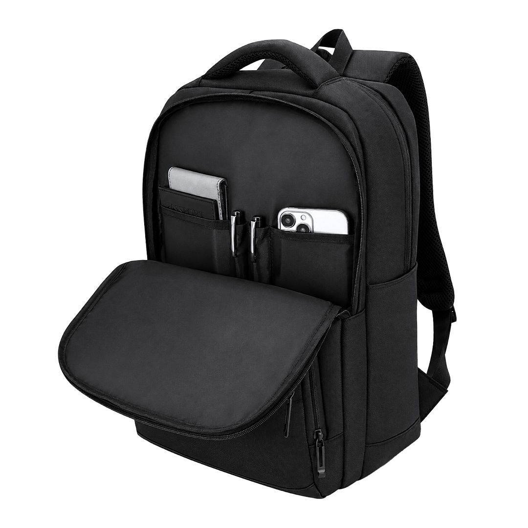Rucksack Auren Oxford Gewebe bedrucken – Detailansicht Innenraum in Schwarz