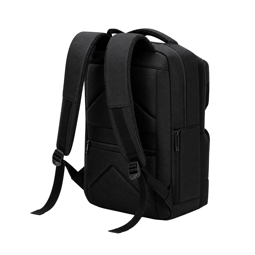 Rucksack Auren Oxford Gewebe bedrucken – Seitenansicht in Schwarz