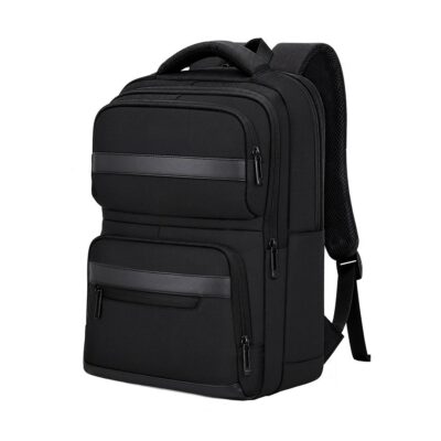 Rucksack Auren Oxford Gewebe bedrucken – Frontansicht in Schwarz