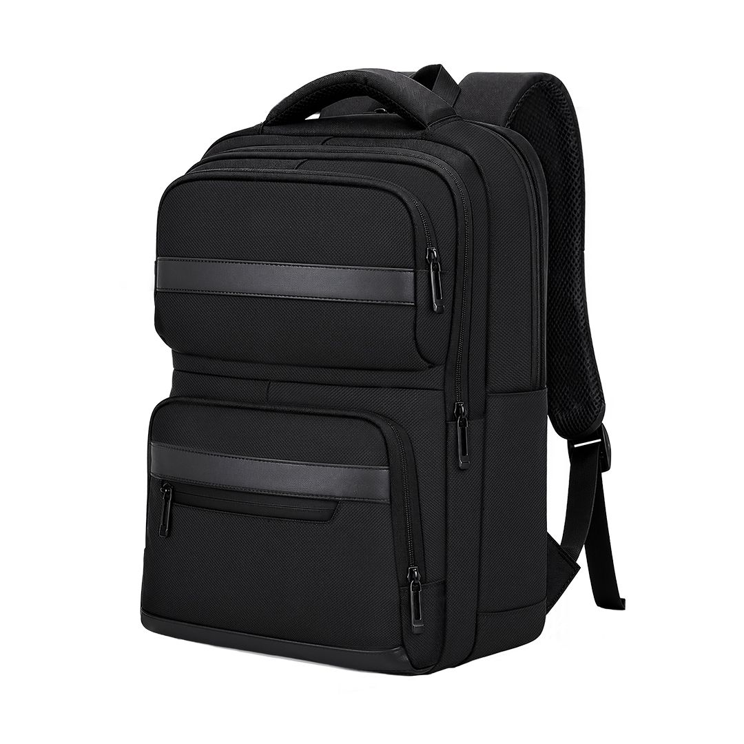 Rucksack Auren Oxford Gewebe bedrucken – Frontansicht in Schwarz