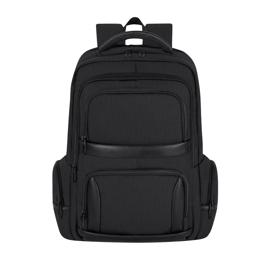 Rucksack Maren Oxford Gewebe bedrucken – Frontansicht in Schwarz