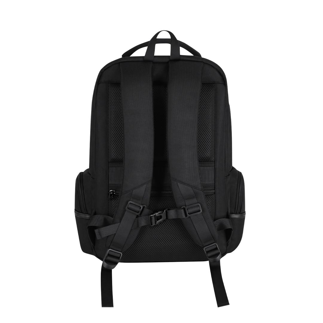 Rucksack Maren Oxford Gewebe bedrucken – Rückansicht in Schwarz