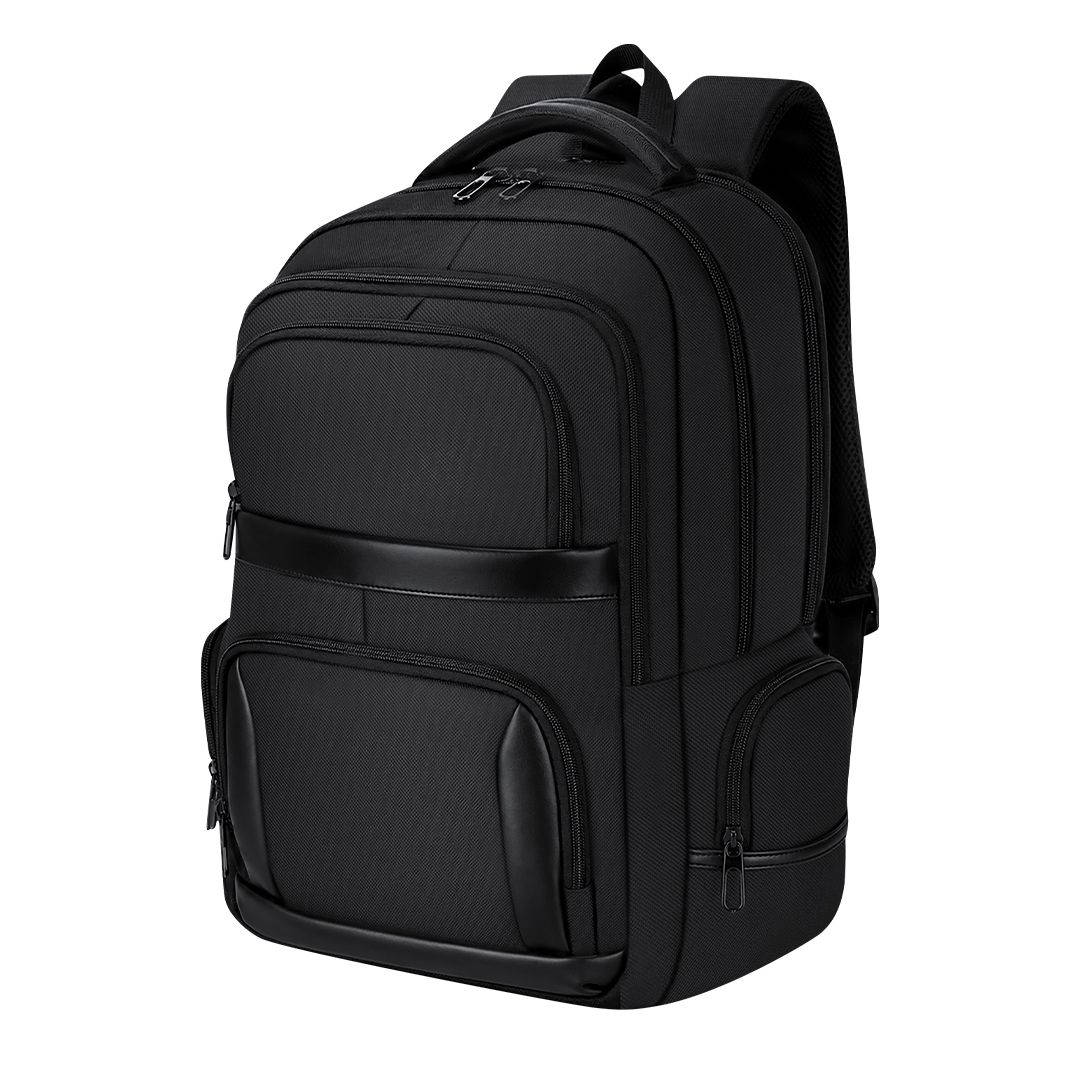 Rucksack Maren Oxford Gewebe bedrucken – Seitenansicht in Schwarz