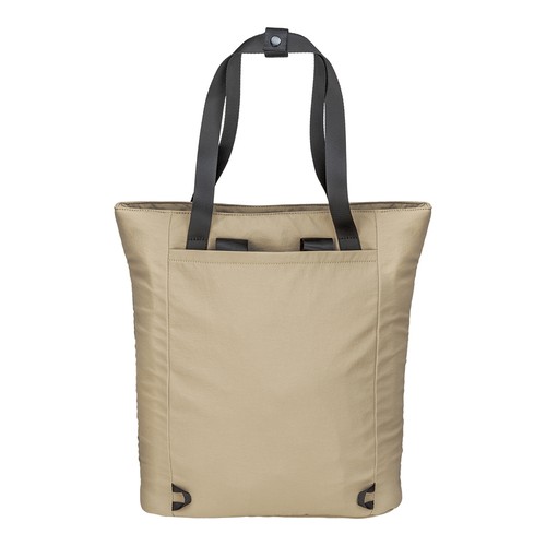 Rucksacktasche Vetra Laptoptasche bedrucken – Detailansicht verstaubare Schultergurte in Beige